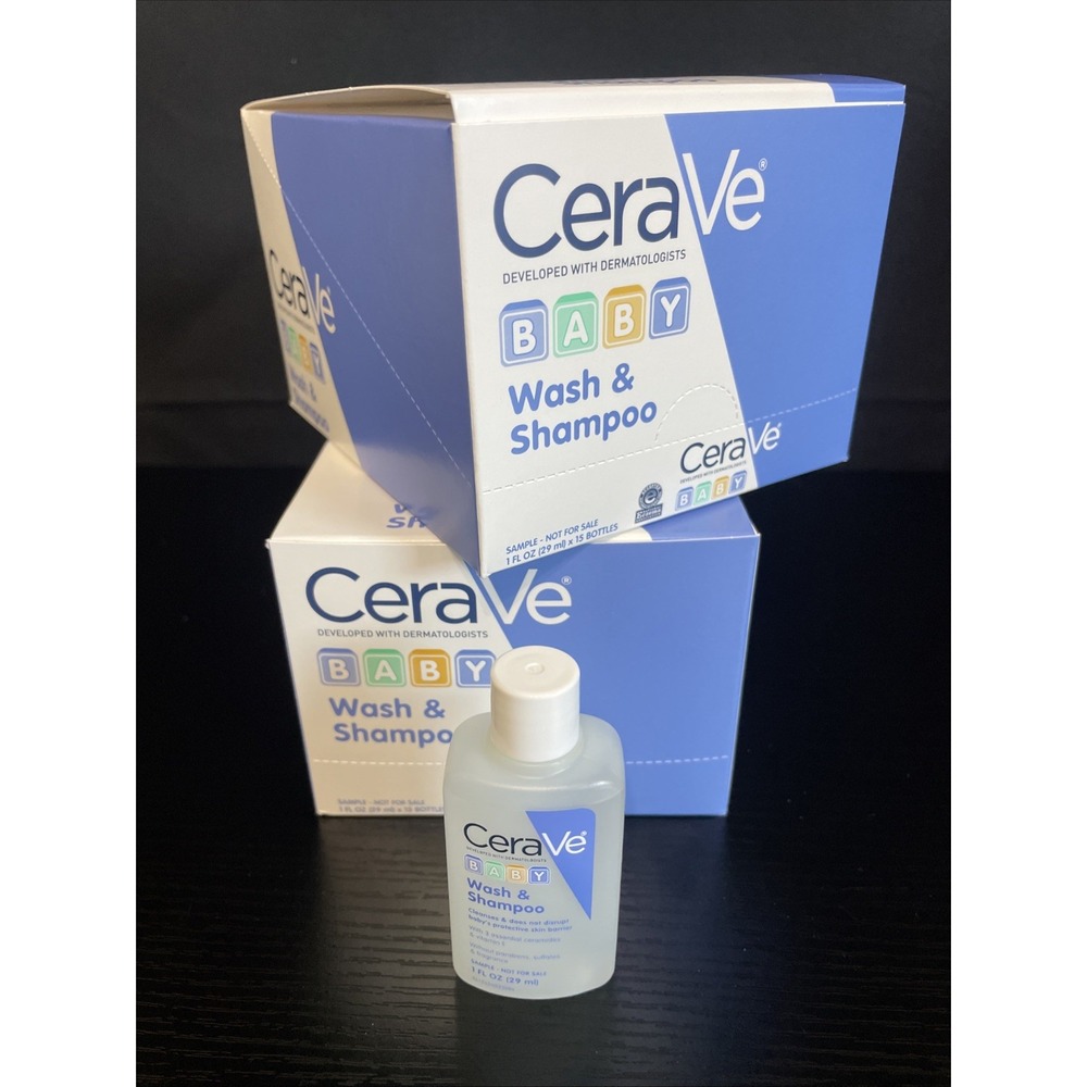 30 CeraVe Baby Wash & Shampoo 1oz Travel Size Bottles Tear-Free Lot